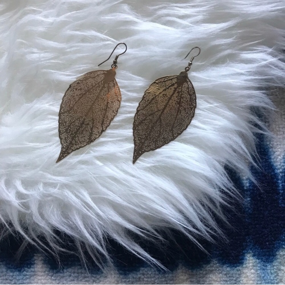 Faux Gold Leaf Earrings